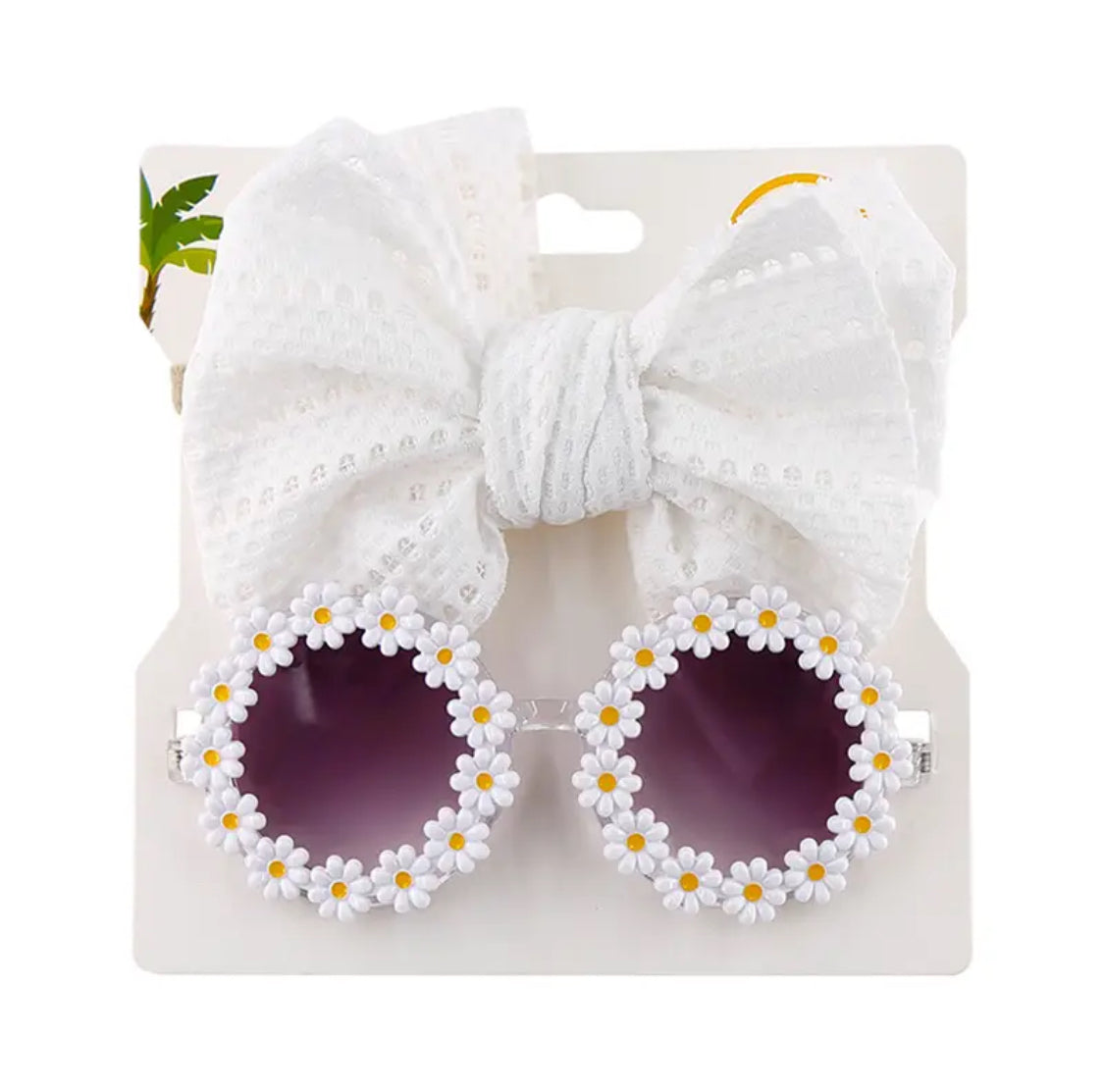 Sun Flower Sunglasses with Bow Hairband Set