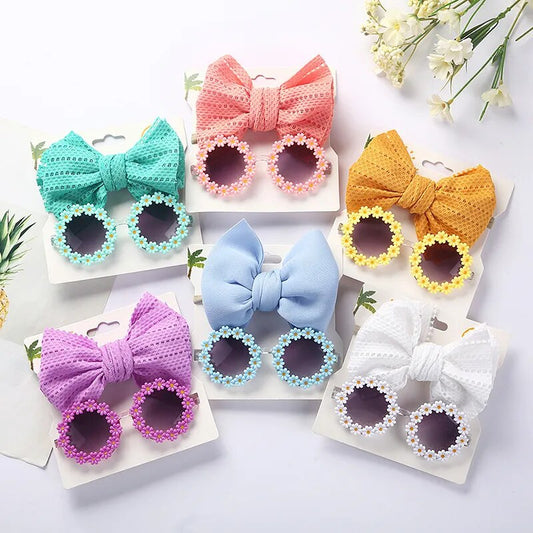 Sun Flower Sunglasses with Bow Hairband Set