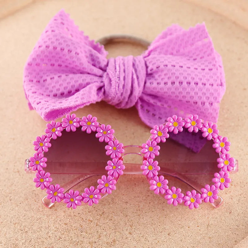 Sun Flower Sunglasses with Bow Hairband Set